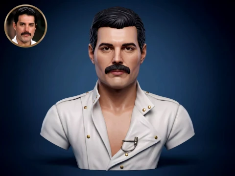 Freddie Mercury 3D Printable Bust Model Cetak 3D