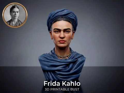 Frida Kahlo 3D Printable Bust Model Cetak 3D