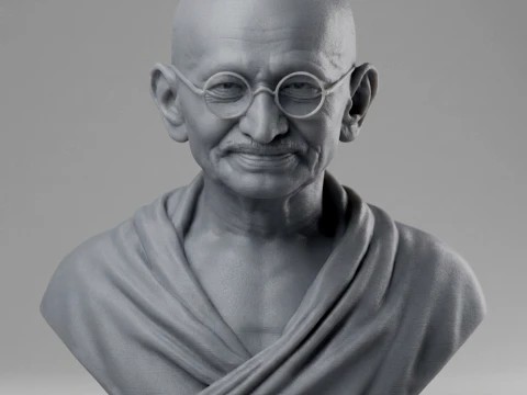 Mahatma Gandhi Realistic 3D Printable Bust 3D Print Model