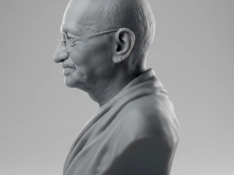 Mahatma Gandhi Realistic 3D Printable Bust 3D Print Model
