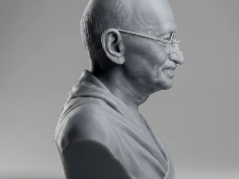 Mahatma Gandhi Realistic 3D Printable Bust 3D Print Model