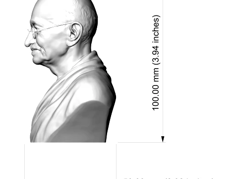 Mahatma Gandhi Realistic 3D Printable Bust 3D Print Model