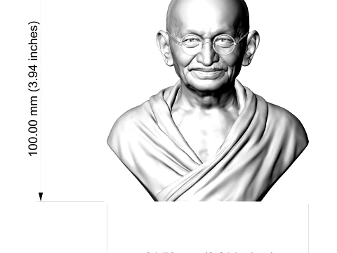 Mahatma Gandhi Realistic 3D Printable Bust 3D Print Model