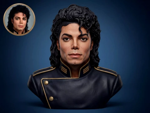 Michael Jackson 3D Printable Bust Model Cetak 3D