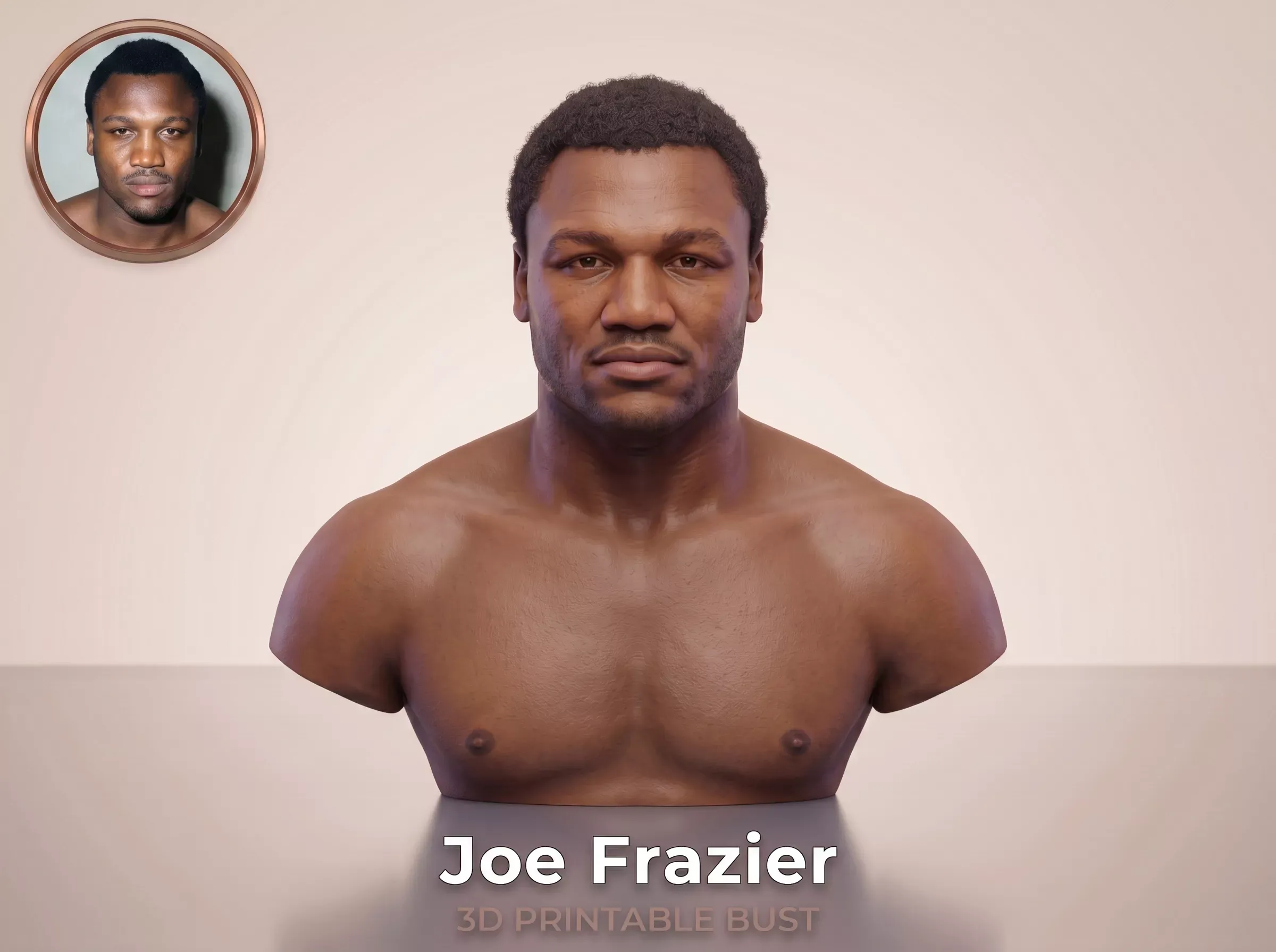 Joe Frazier 3D Printable Bust 3D Print Model .c4d .max .obj .3ds .fbx .stl .blend 