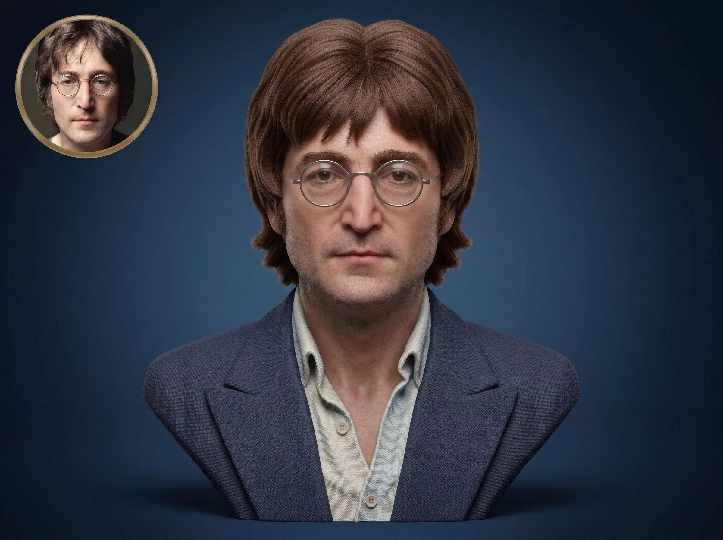 John Lennon 3D Printable Bust 3D Print Model .c4d .max .obj .3ds .fbx .stl .blend 