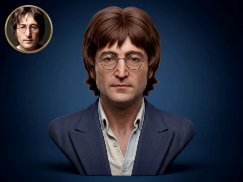 John Lennon 3D Printable Bust Model Cetak 3D