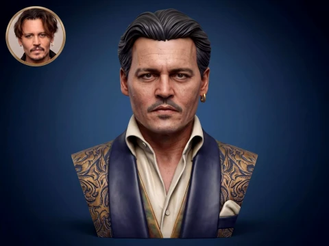 Johnny Depp 3D Printable Bust Model Cetak 3D