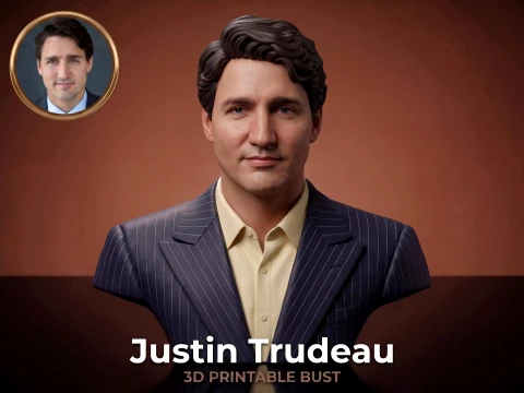 Justin Trudeau Realistic 3D Printable Bust Model Cetak 3D
