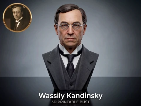 Wassily Kandinsky 3D Printable Bust Model Cetak 3D