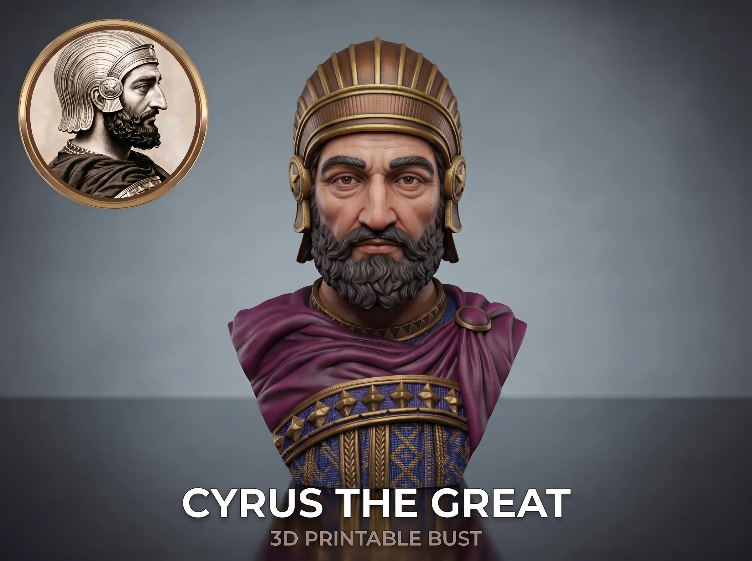 Cyrus the Great 3D Printable Bust 3D Print Model .c4d .max .obj .3ds .fbx .stl .blend 