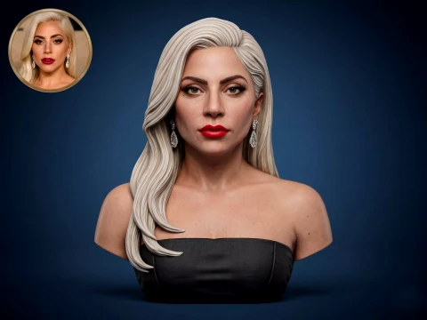 Lady Gaga 3D Printable Bust Model Cetak 3D