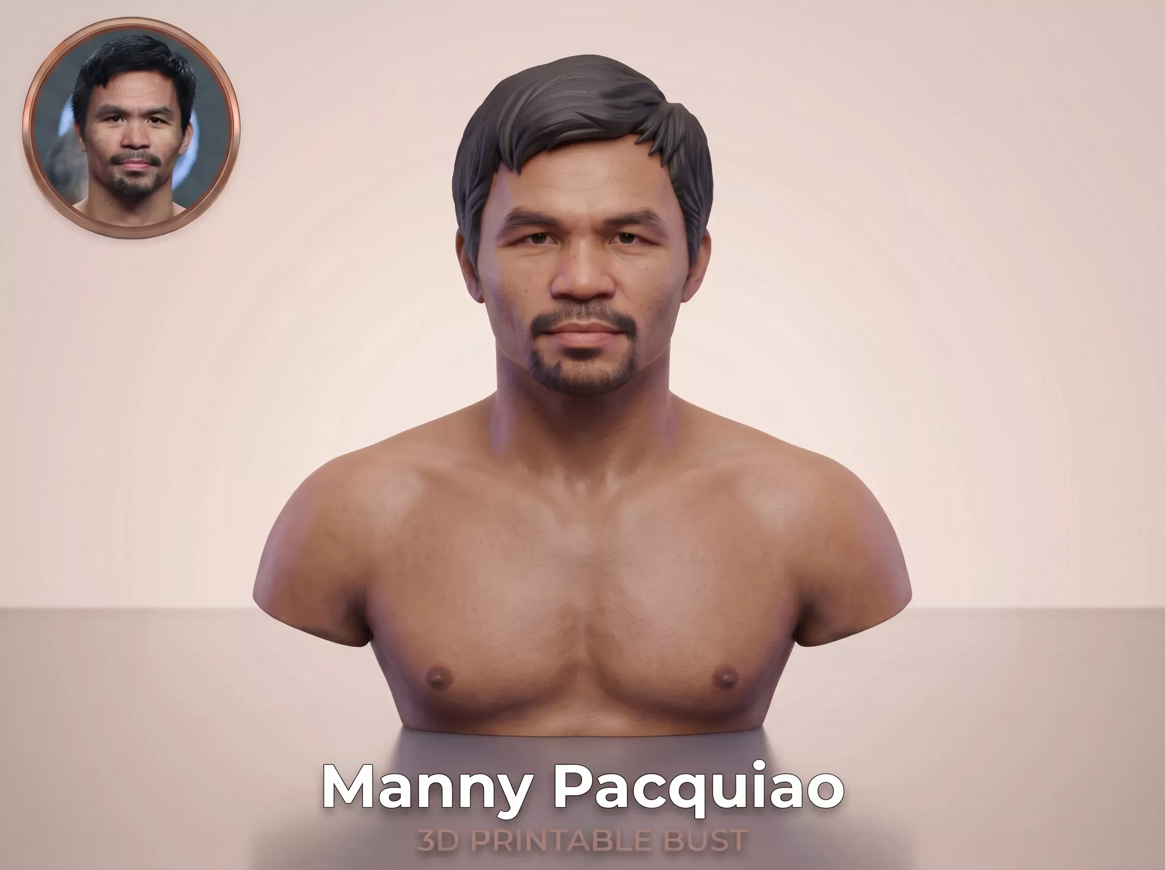 Manny Pacquiao 3D Printable Bust 3D Print Model .c4d .max .obj .3ds .fbx .stl .blend