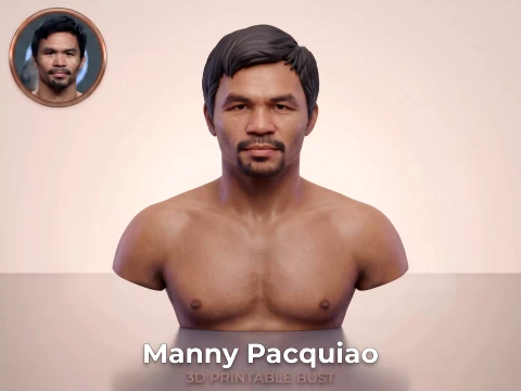 Manny Pacquiao 3D Printable Bust Model Cetak 3D