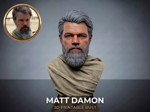 Matt Damon Odysseus from The Odyssey movie 3D Printable Bust Model Cetak 3D