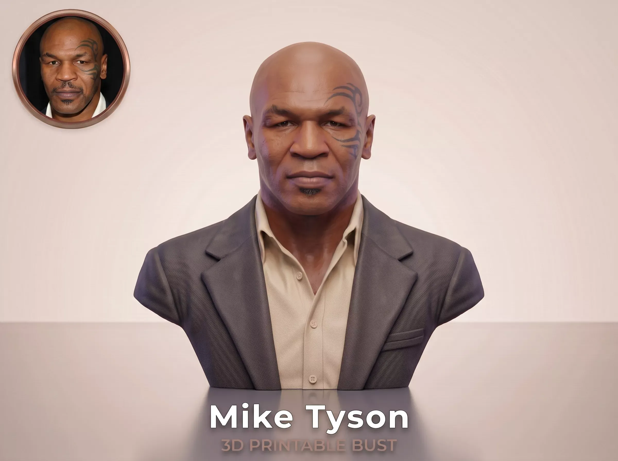 Mike Tyson 3D Printable Bust 3D print model 3D Print Model .c4d .max .obj .3ds .fbx .stl .blend