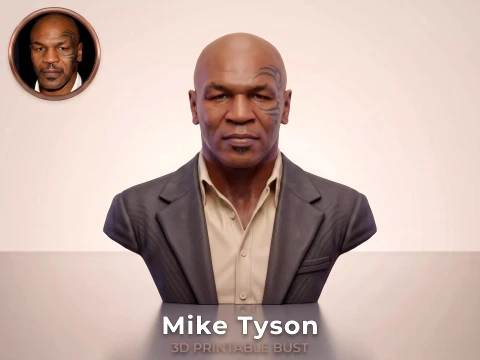 Mike Tyson 3D Printable Bust 3D print model Model Cetak 3D