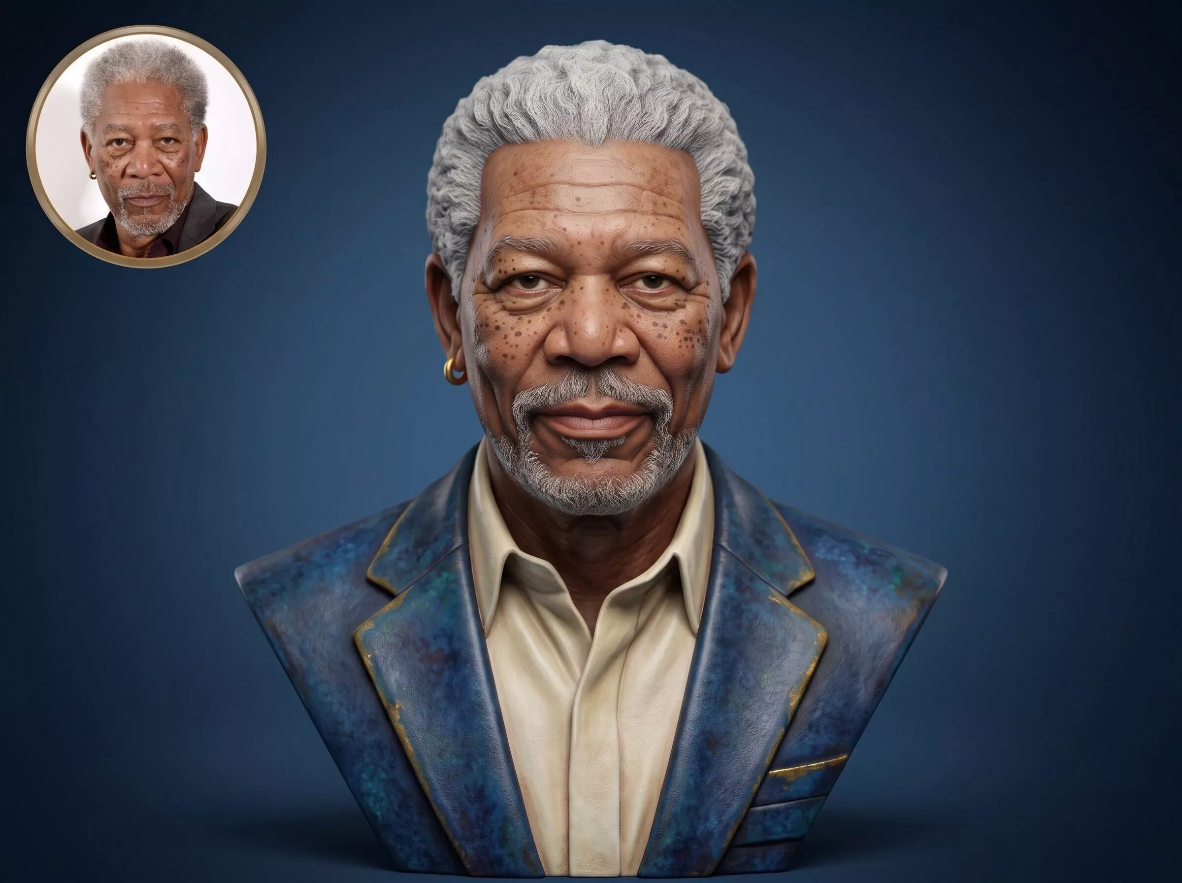 Morgan Freeman 3D Printable Bust 3D Print Model .c4d .max .obj .3ds .fbx .stl .blend 