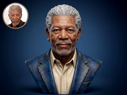 Morgan Freeman 3D Printable Bust Model Cetak 3D