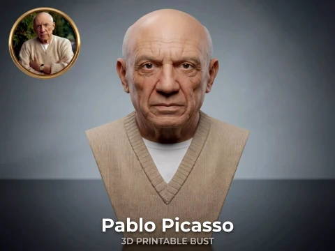 Pablo Picasso 3D Printable Bust Model Cetak 3D
