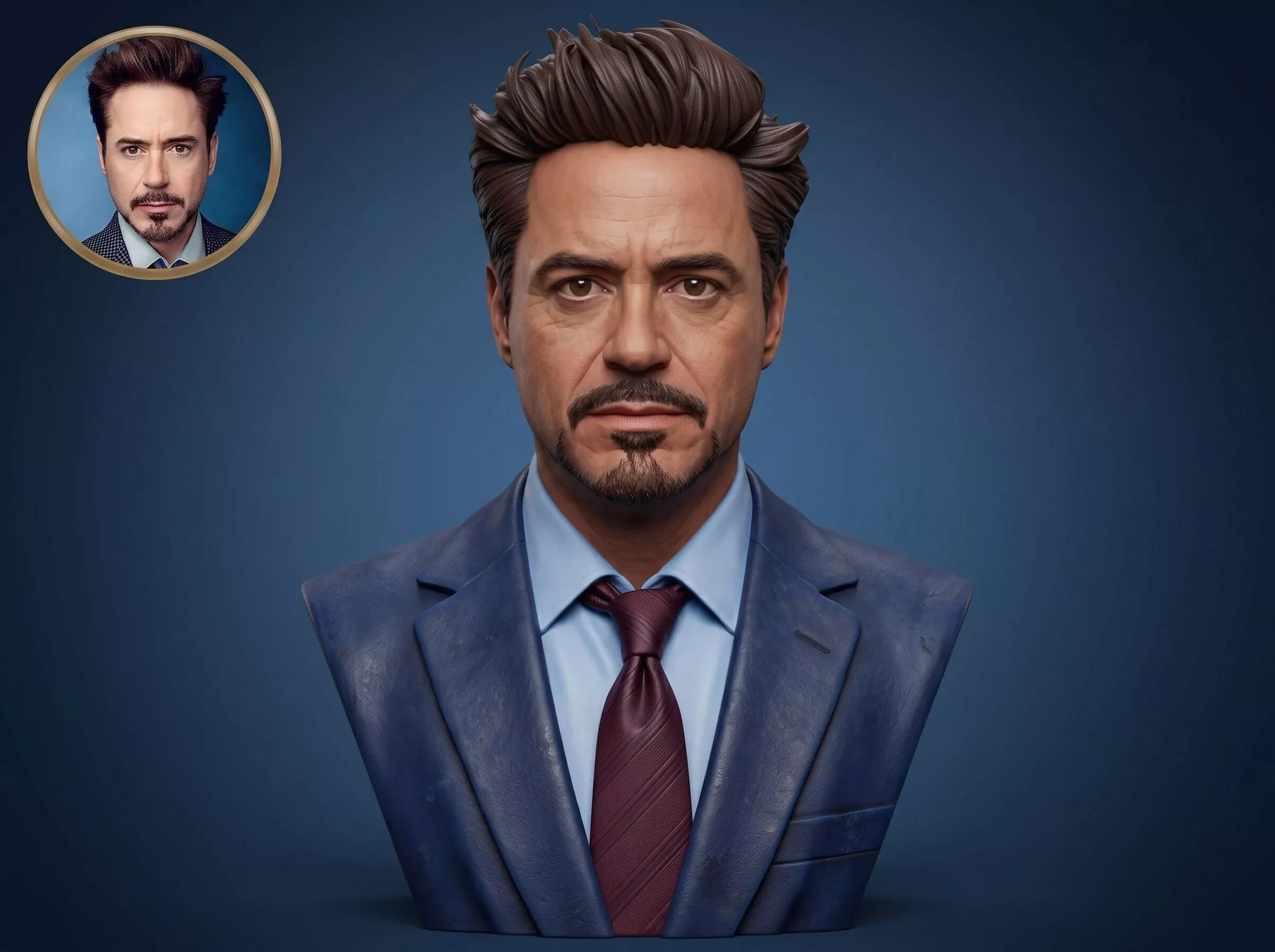 Robert Downey Jr 3D Printable Bust 3D Print Model .c4d .max .obj .3ds .fbx .stl .blend 