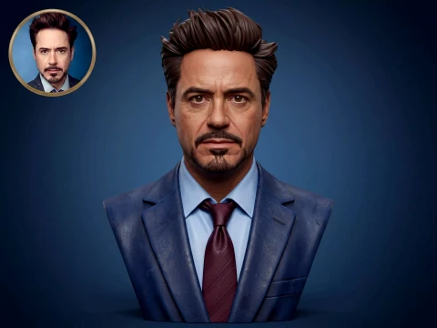 Robert Downey Jr 3D Printable Bust Model Cetak 3D