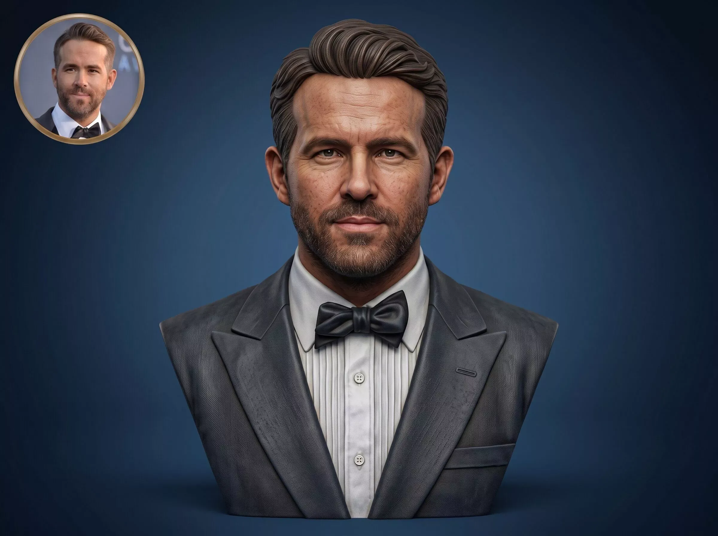 Ryan Reynolds 3D Printable Bust 3D Print Model .c4d .max .obj .3ds .fbx .stl .blend