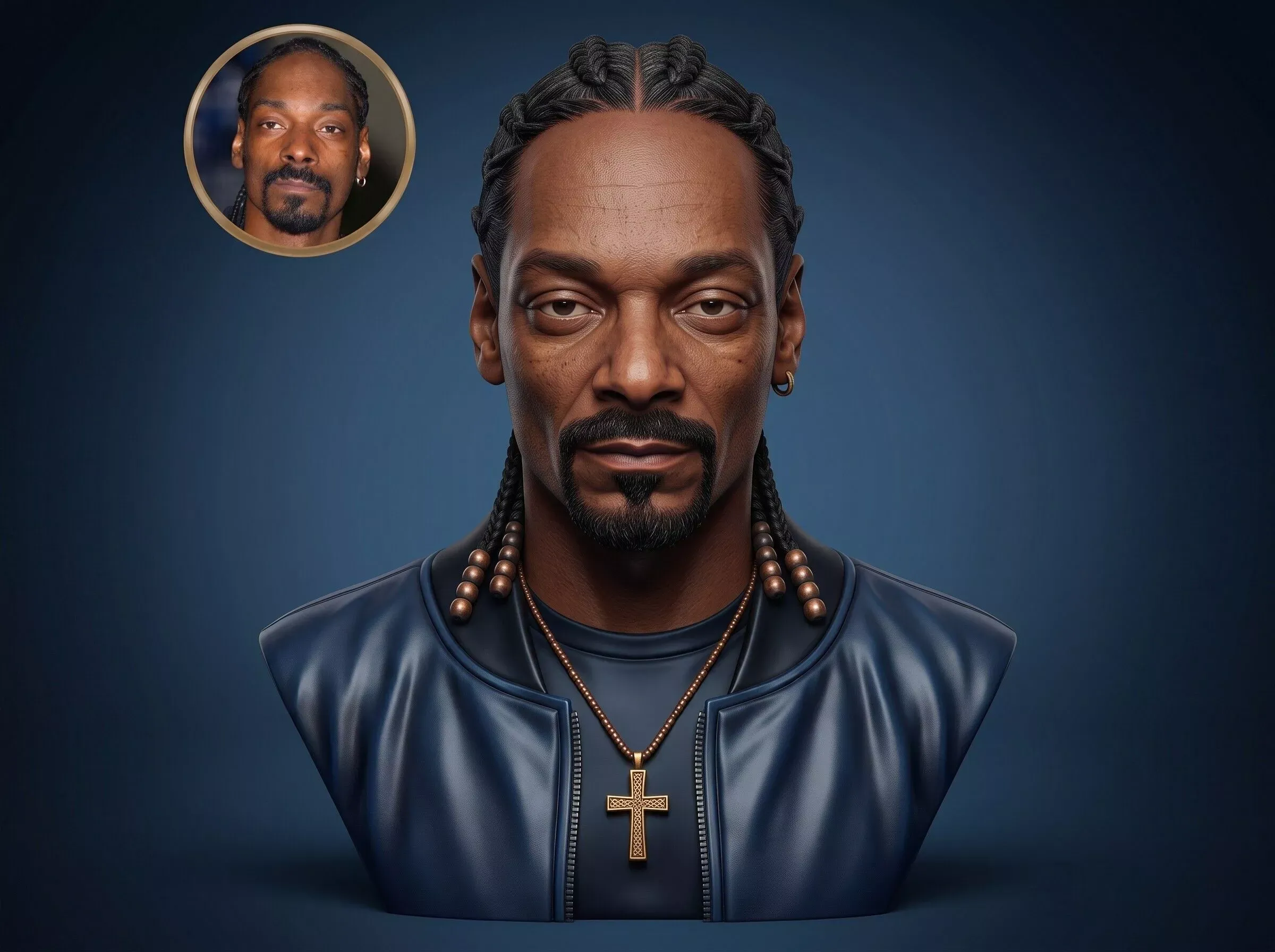 Snoop Dogg 3D Printable Bust 3D Print Model .c4d .max .obj .3ds .fbx .stl .blend