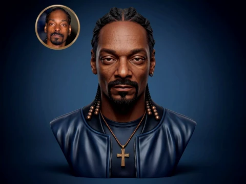 Snoop Dogg 3D Printable Bust Model Cetak 3D