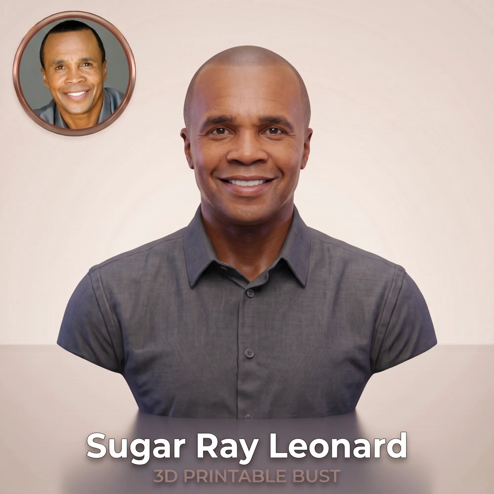 Sugar Ray Leonard 3D Printable Bust 3D Print Model .c4d .max .obj .3ds .fbx .stl .blend 