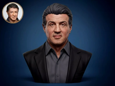 Sylvester Stallone 3D Printable Bust Model Cetak 3D