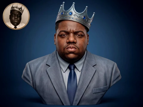 The Notorious BIG 3D Printable Bust Model Cetak 3D