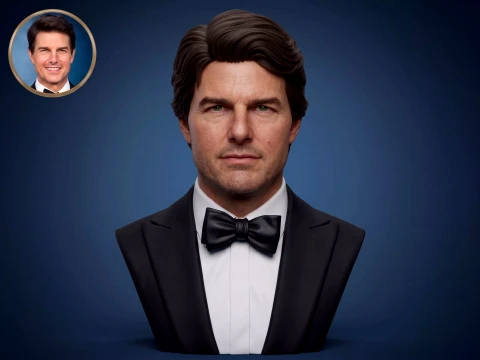 Tom Cruise 3D Printable Bust Model Cetak 3D