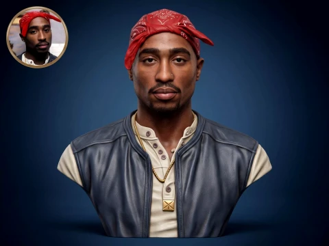 Tupac Shakur 3D Printable Bust Model Cetak 3D