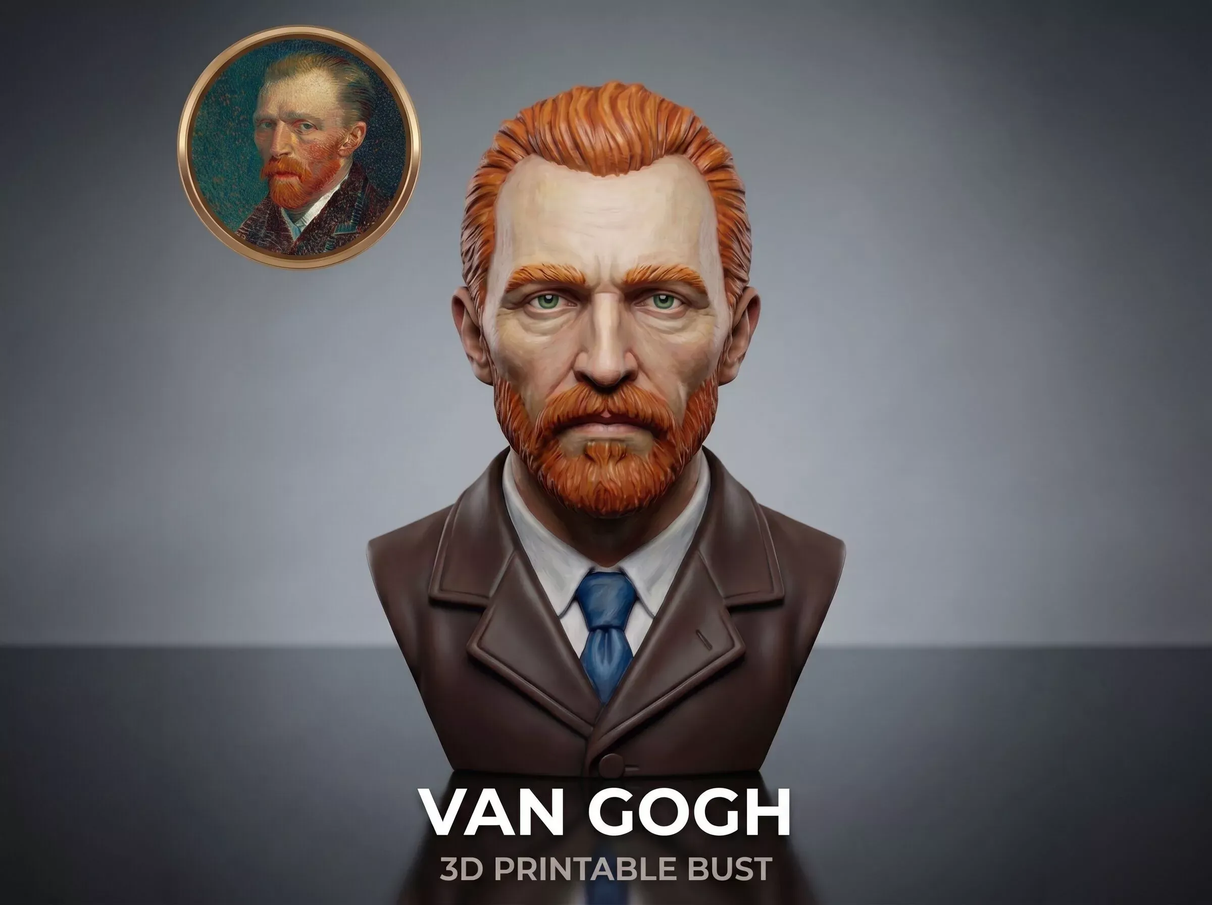 Vincent Van Gogh 3D Printable Bust 3D Print Model .c4d .max .obj .3ds .fbx .stl .blend 