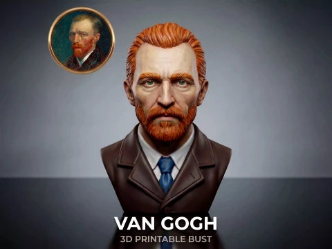 Vincent Van Gogh 3D Printable Bust Model Cetak 3D