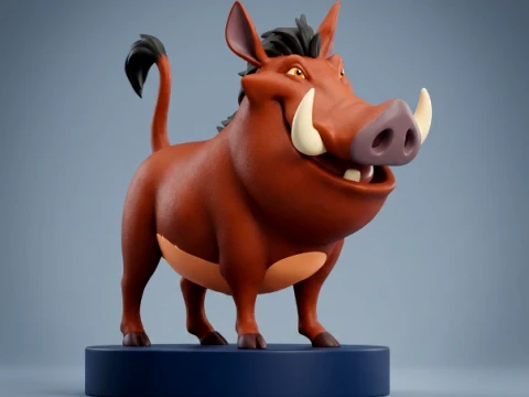 Pumbaa Warthog 3D Printable Figurine Model Cetak 3D