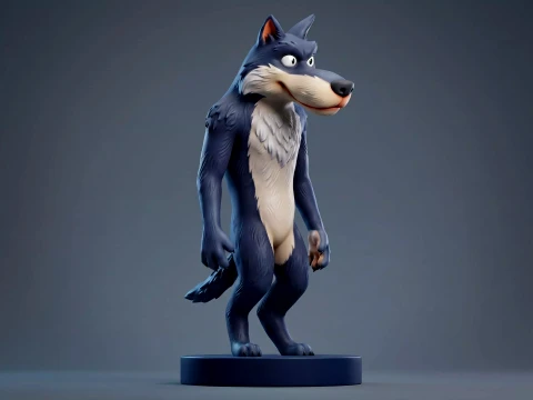 Wolf 3D Printable Figurine Model Cetak 3D