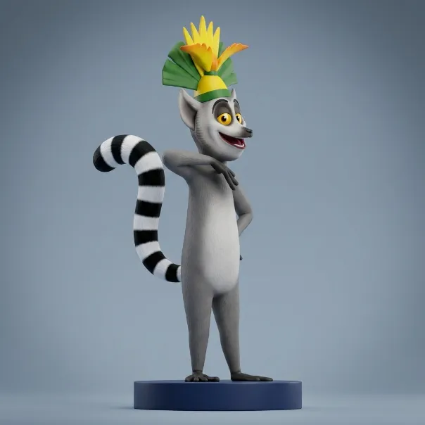King Julien 3D Printable Figure 3D Print Model .c4d .max .obj .3ds .fbx .stl .blend 