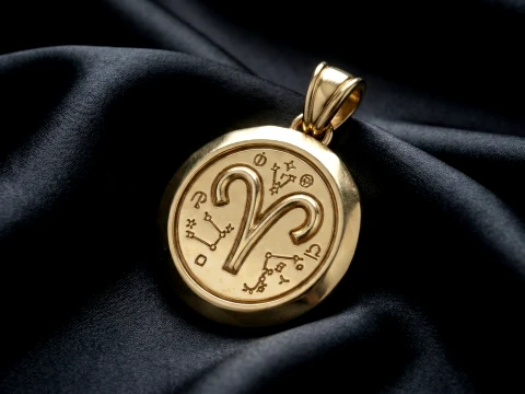 Aries Faceted Zodiac Medallion Pendant 3D Принт Модель