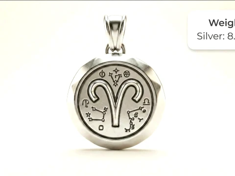 Aries Faceted Zodiac Medallion Pendant 3D Print Model