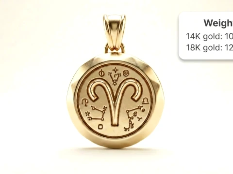 Aries Faceted Zodiac Medallion Pendant 3D Print Model