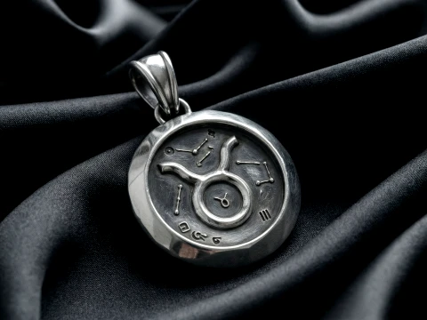 Taurus Faceted Zodiac Medallion Pendant 3D Принт Модель