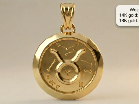 Taurus Faceted Zodiac Medallion Pendant 3D Print Model