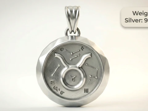 Taurus Faceted Zodiac Medallion Pendant 3D Print Model