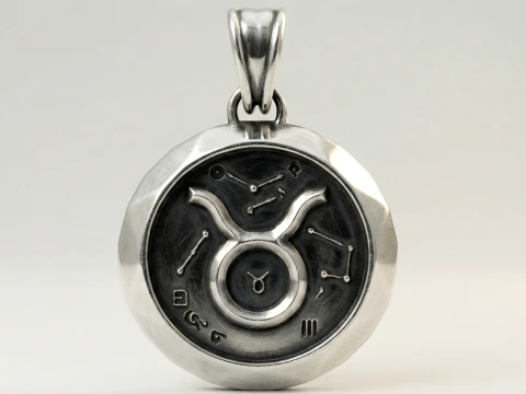 Taurus Faceted Zodiac Medallion Pendant 3D Print Model