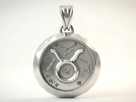 Taurus Faceted Zodiac Medallion Pendant 3D Print Model