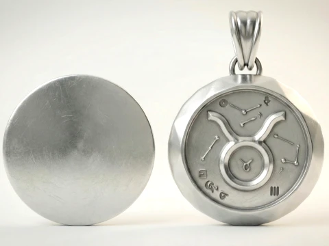 Taurus Faceted Zodiac Medallion Pendant 3D Print Model