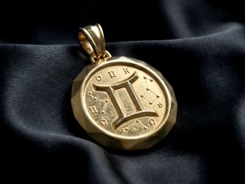 Gemini Faceted Zodiac Medallion Pendant 3D Принт Модель