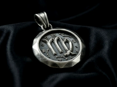 Virgo Faceted Zodiac Medallion Pendant 3D Принт Модель